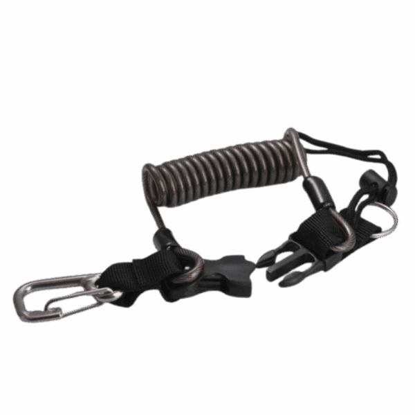 Spiraalkoord met RVS spiraal en 2 metalen clips